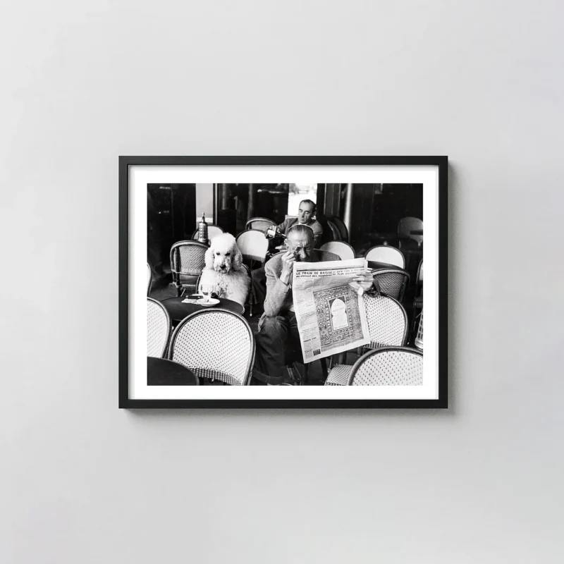 Édouard Boubat: Man & Poodle, Paris | Classic Art Poster | Vintage BW Cafe Scene