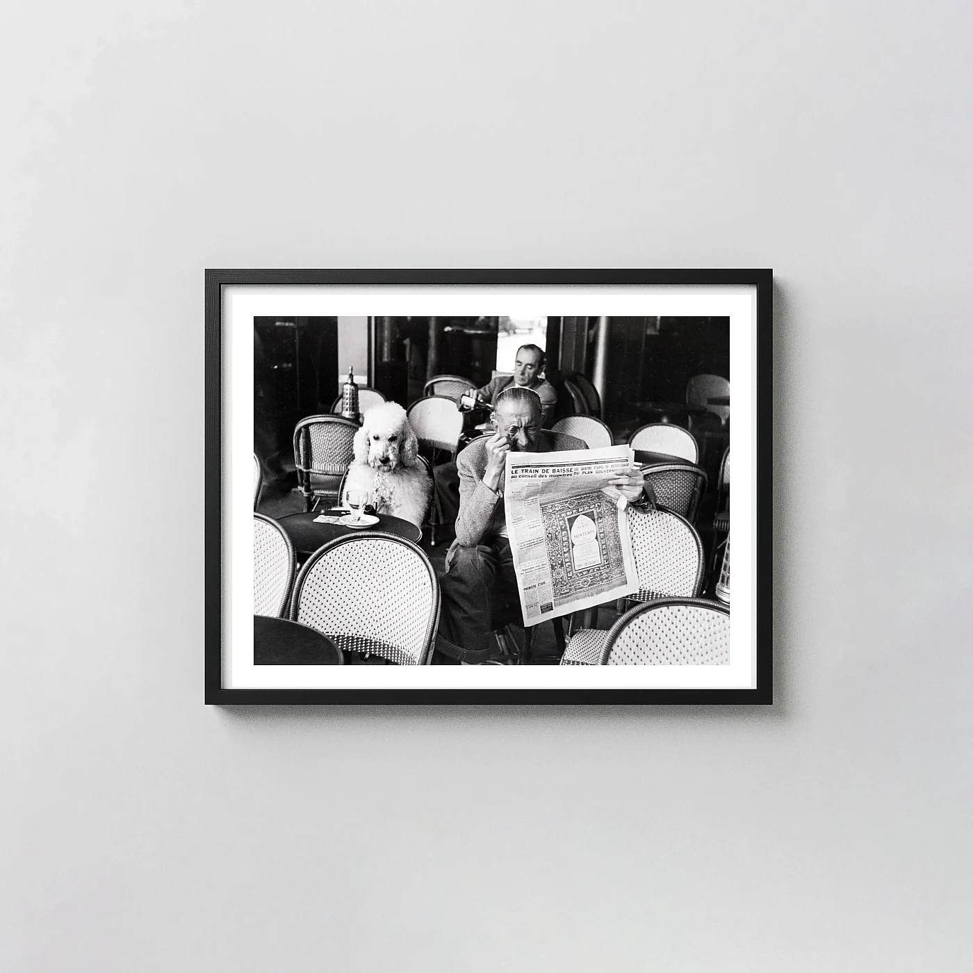 Édouard Boubat Man & Poodle, Paris Classic Art Poster Vintage BW Cafe Scene photography print - photography wall art print