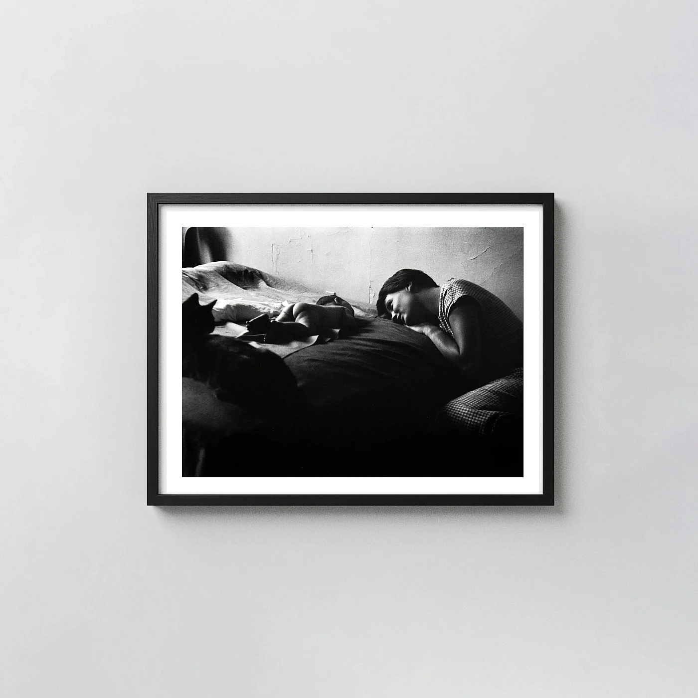 Elliott Erwitt Print, Lucienne and Ellen Erwitt on Bed, NYC (1953) Intimate Family Photogr - photography wall art print