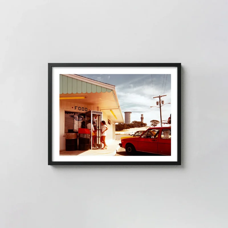 Joel Meyerowitz Print, Drive-In and Girls in Phone Booth, Provincetown (1976) Color Street Photography Wall Art