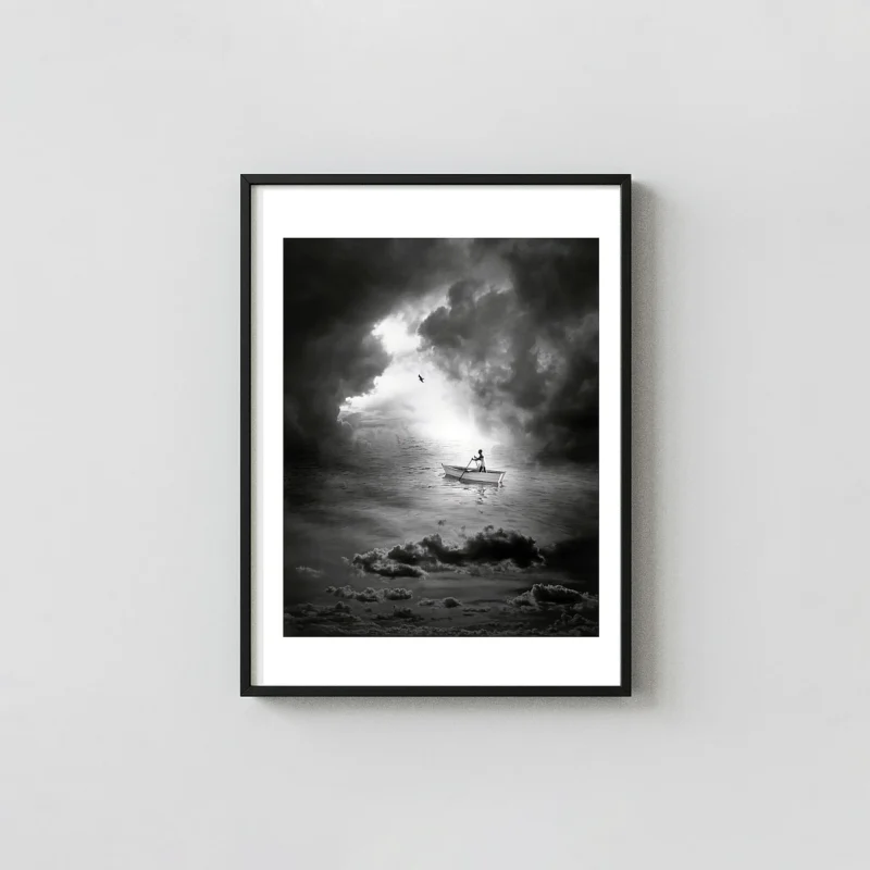Jerry Uelsmann Print | Rowboat (1995) Surreal Photography Prints | Wall Art Poster