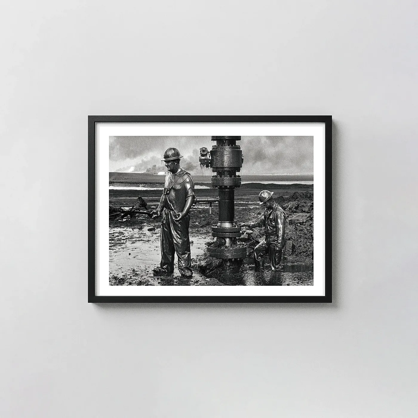 Sebastiao Salgado Print | Kuwait Oil Fires (1991) Gulf War Documentary Wall Art Sebastiao Salgado Print | Kuwait Oil Fires (1991) Gulf War Documentary Photography Prints Xe2X80X93 Landscape Frame Wall Art Mockup | Merchfuse