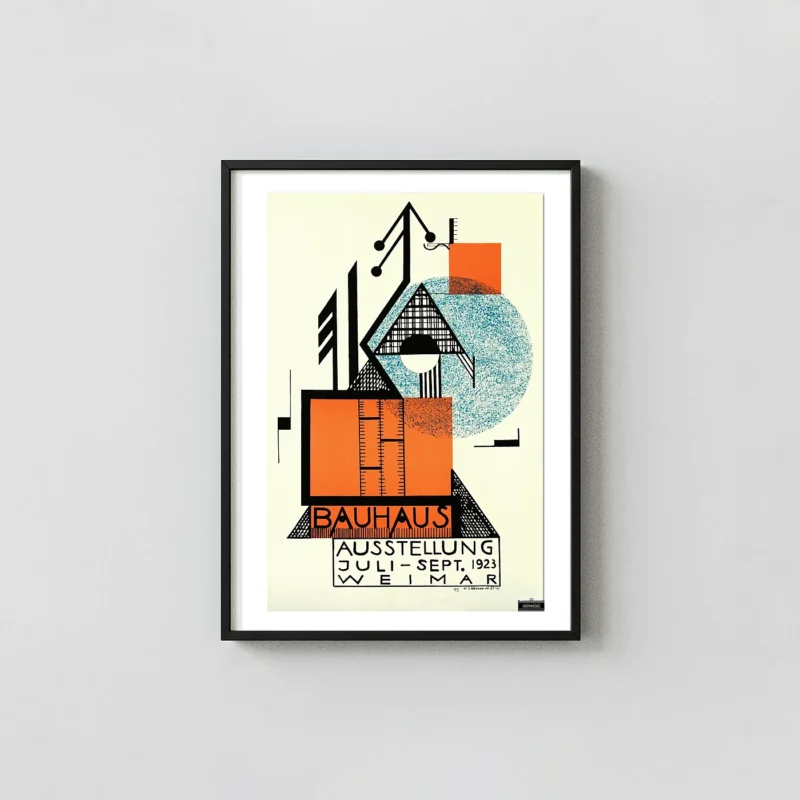 Bauhaus 1923 Exhibition Poster | Modern Art Print | Geometric Abstract Design Exhibition Artwork xe2x80x93 Portrait Frame Wall Art Mockup | MerchFuse