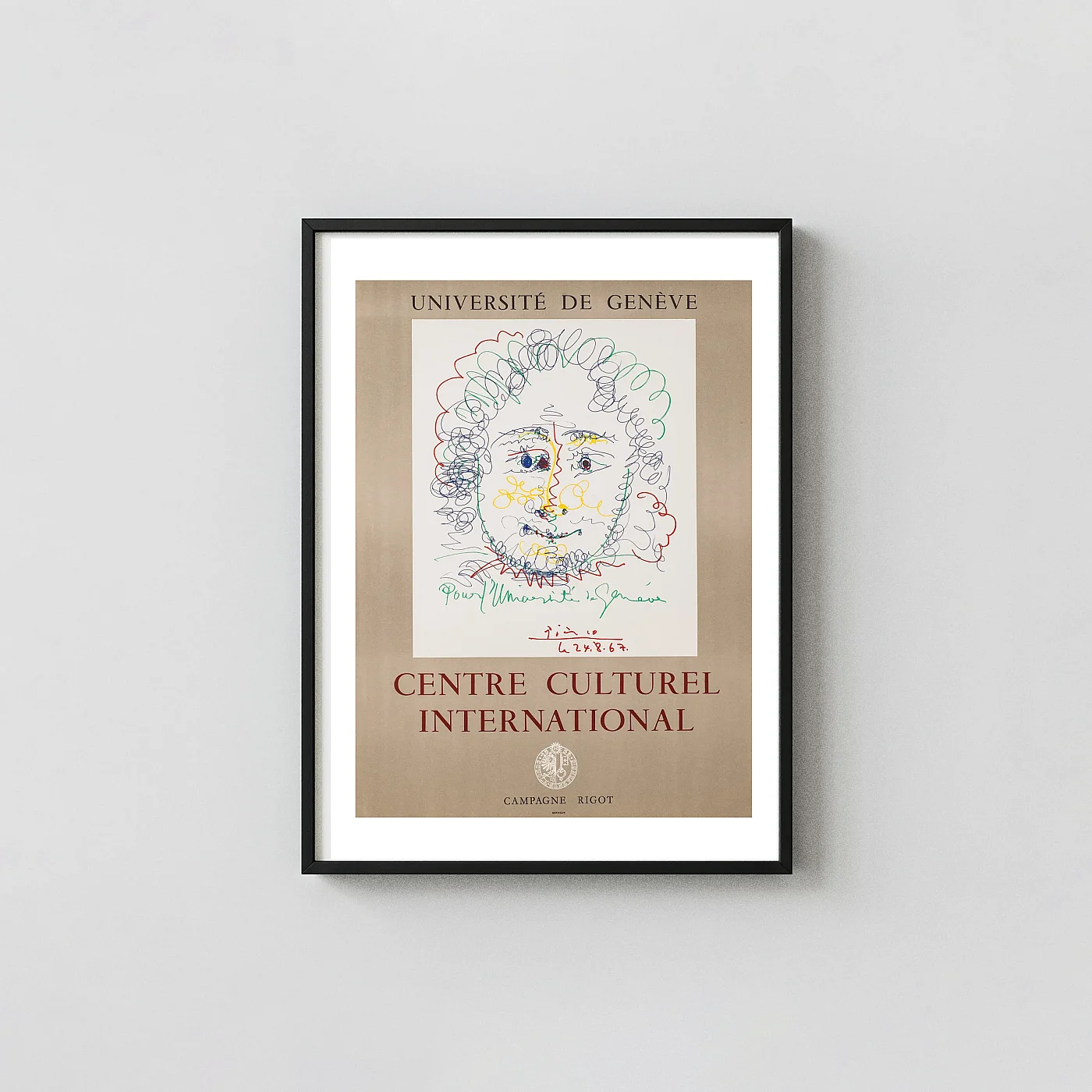 Pablo Picasso Scribble Portrait Art Exhibition Poster Vintage Lithograph - fine art poster print