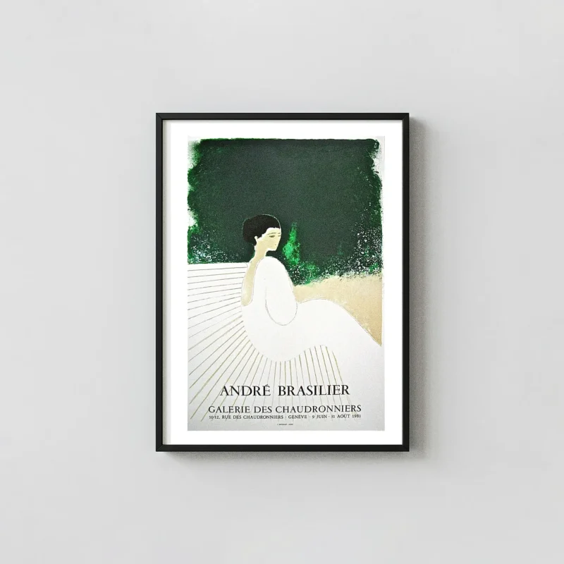 André Brasilier Art Poster | Chantal sur le Banc Blanc Vintage Print