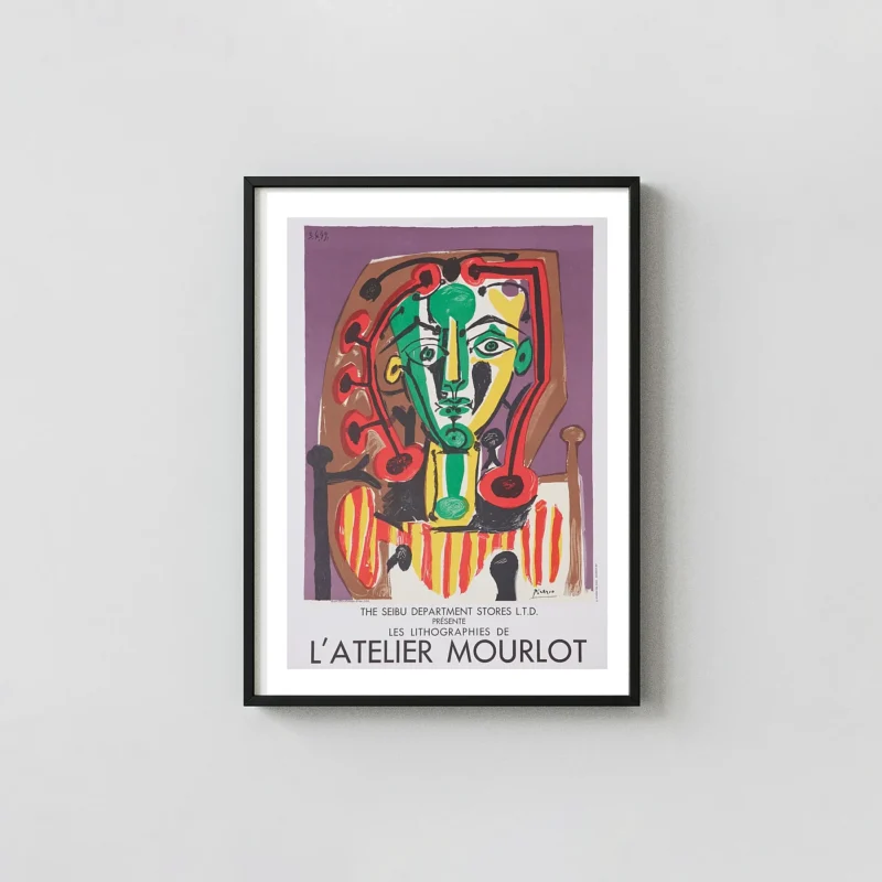 Pablo Picasso | Abstract Art Print | Tête de Femme Exhibition Exhibition Artwork xe2x80x93 Portrait Frame Wall Art Mockup | MerchFuse