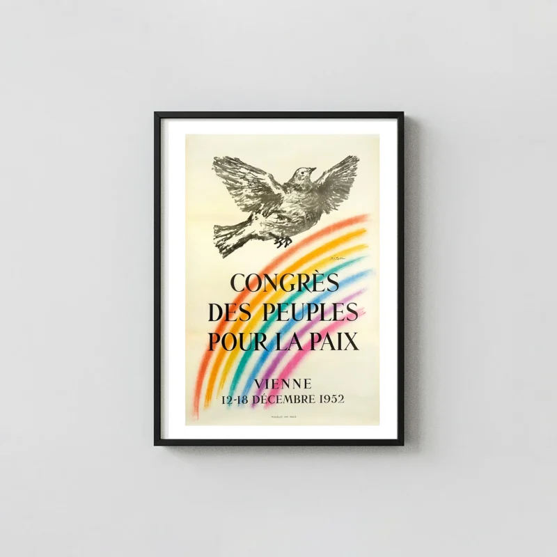 Picasso Peace Dove Poster | Vintage Congress Art | Rainbow Vienna 1952 Print
