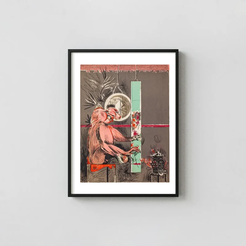Cynocephalus by Graham Sutherland | Abstract Art Poster | Pink Baboon Figure