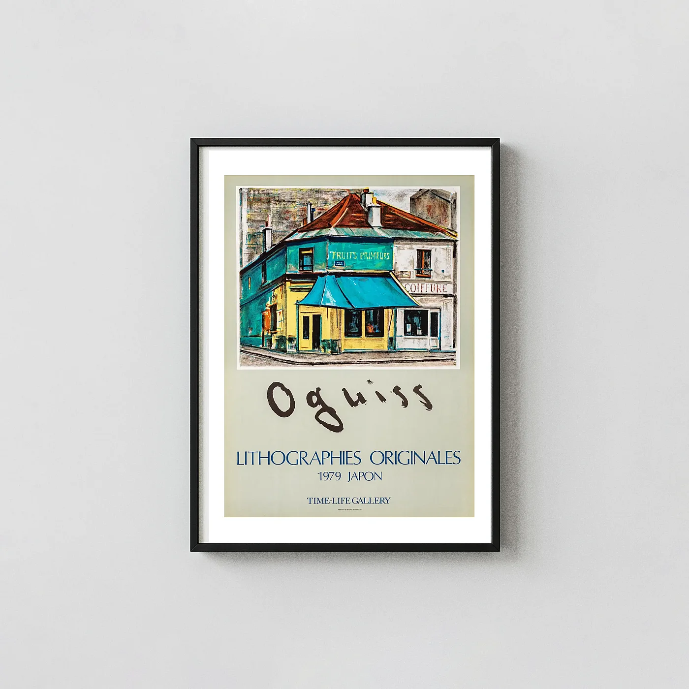 Oguiss Fruits Primeurs | Vintage Exhibition Poster | Mid-Century Parisian Art Exhibition Artwork xe2x80x93 Portrait Frame Wall Art Mockup | MerchFuse