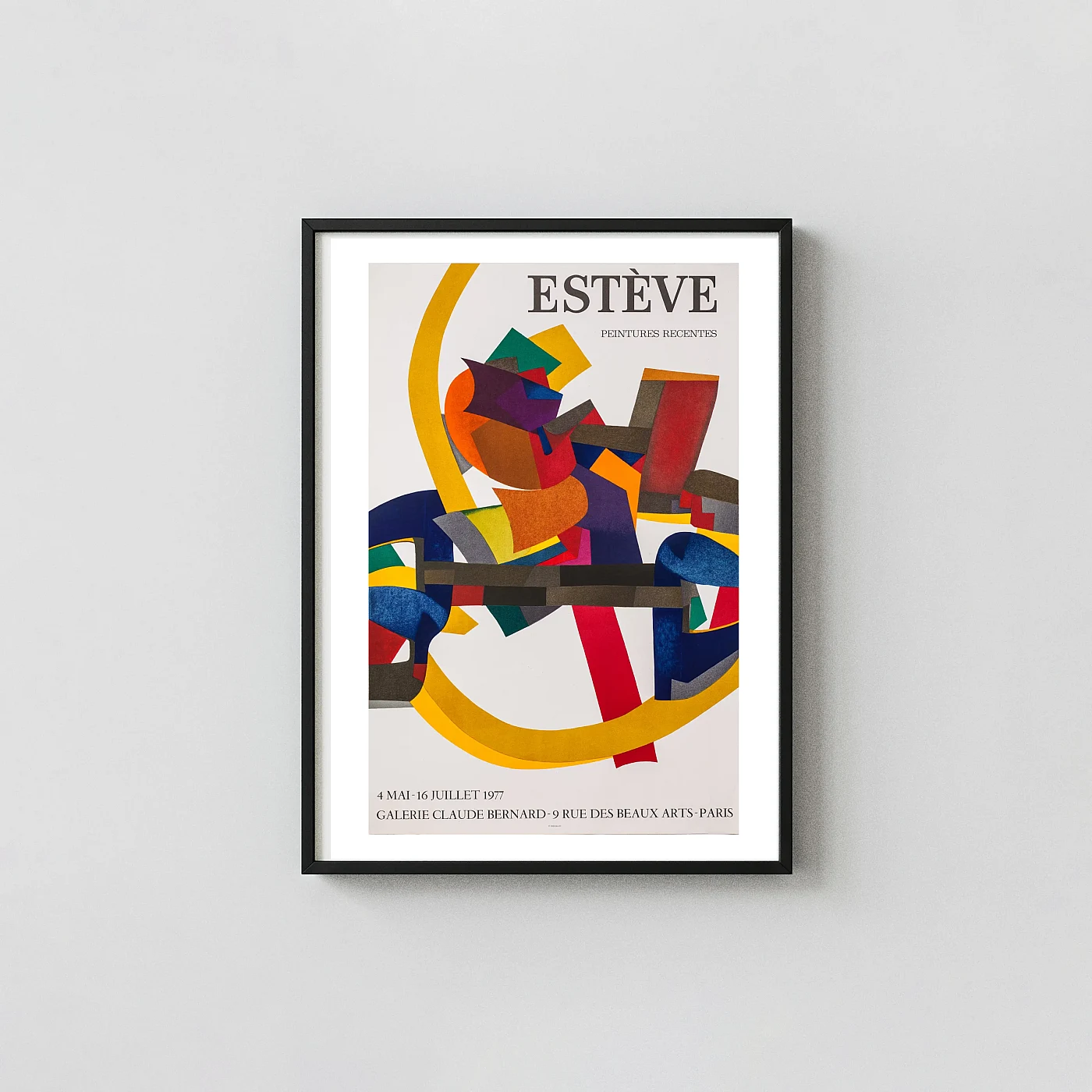 Maurice Estève | Abstract Art Poster | Bold Geometric Collage Exhibition Artwork xe2x80x93 Portrait Frame Wall Art Mockup | MerchFuse