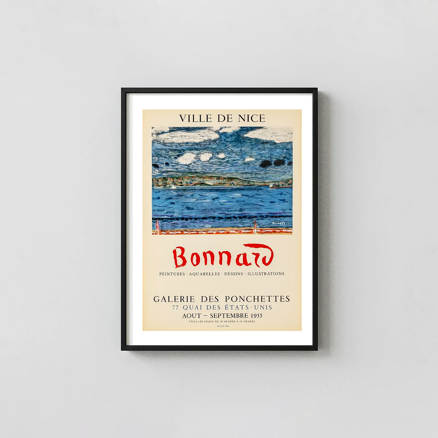Pierre Bonnard | Nice Exhibition Poster | Vintage Mid-Century Exhibition Artwork xe2x80x93 Portrait Frame Wall Art Mockup | MerchFuse