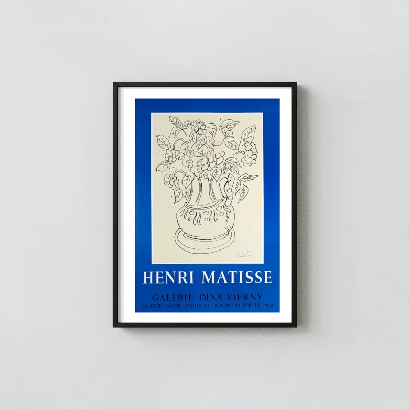 Henri Matisse Still Life | Exhibition Art Poster | Blue Minimalist Floral Sketch