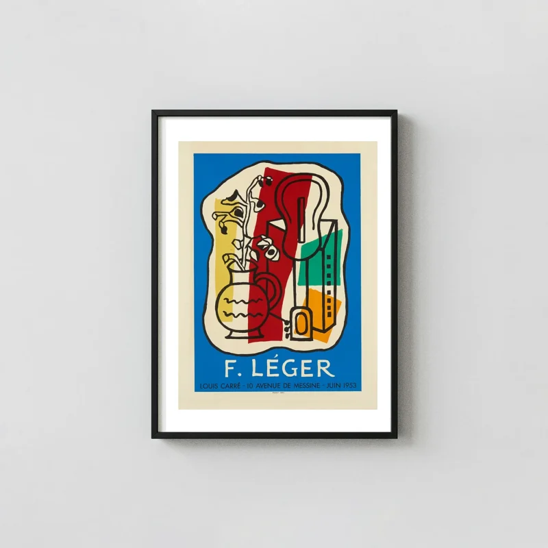 Fernand Léger | Abstract Art Poster | Galerie Louis Carré 1953 Exhibition Artwork xe2x80x93 Portrait Frame Wall Art Mockup | MerchFuse
