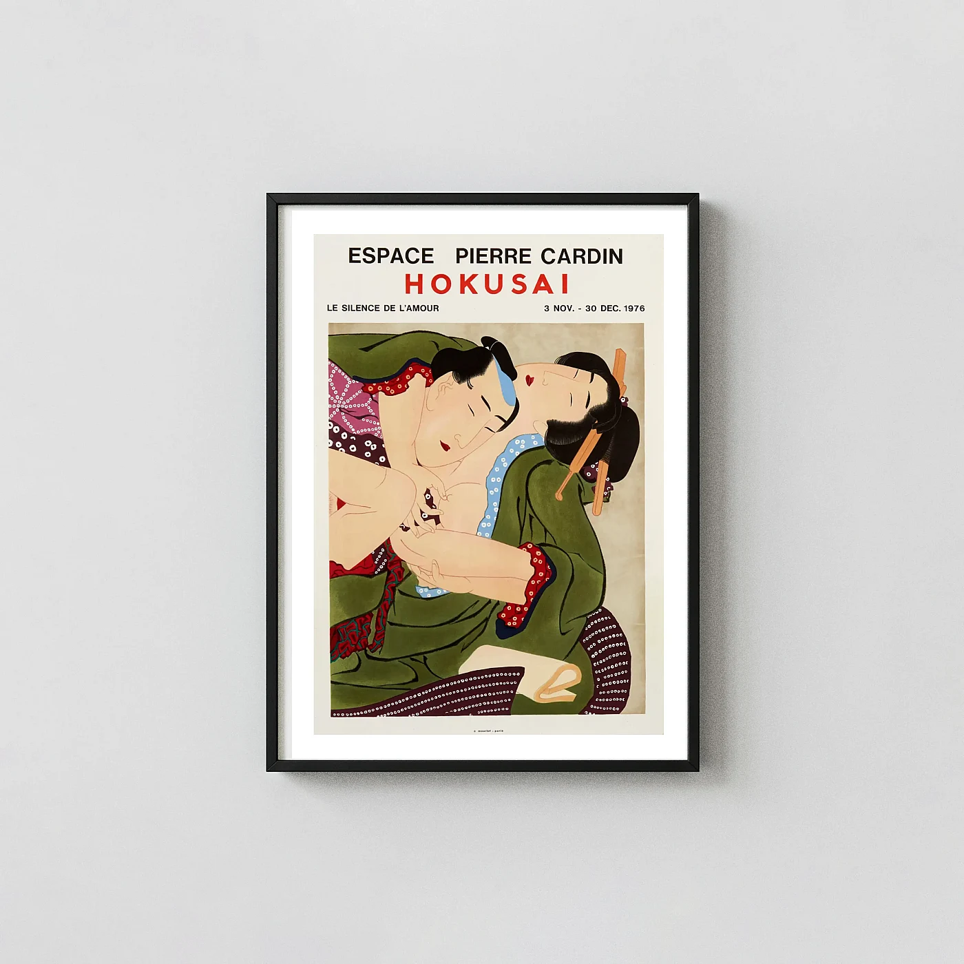 Katsushika Hokusai | Japanese Art Poster | Espace Pierre Cardin 1976 Exhibition Artwork xe2x80x93 Portrait Frame Wall Art Mockup | MerchFuse