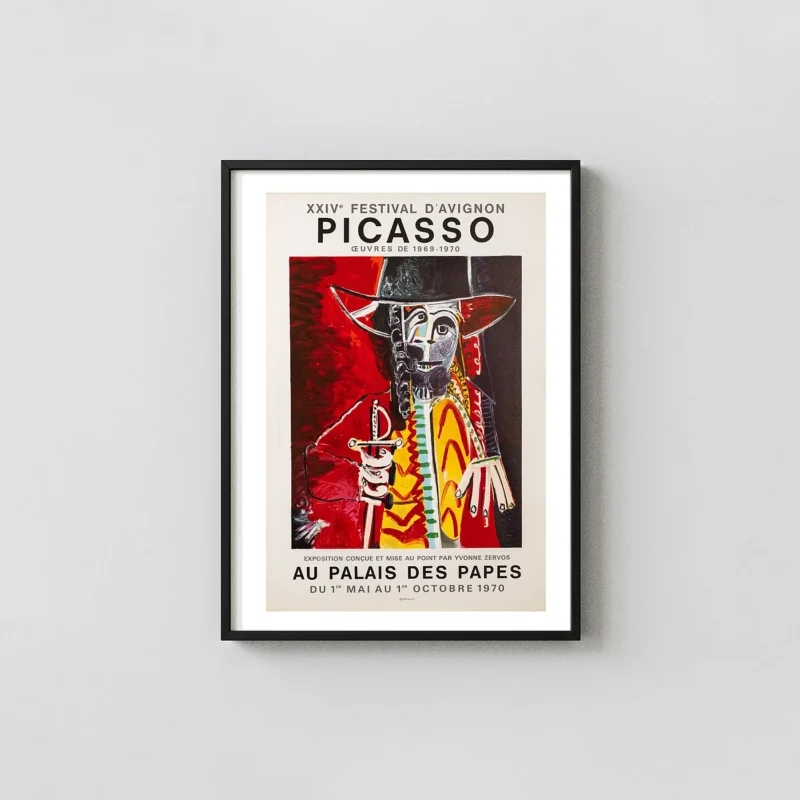 Pablo Picasso | Art Poster | Avignon Festival 1970 Exhibition Exhibition Artwork xe2x80x93 Portrait Frame Wall Art Mockup | MerchFuse