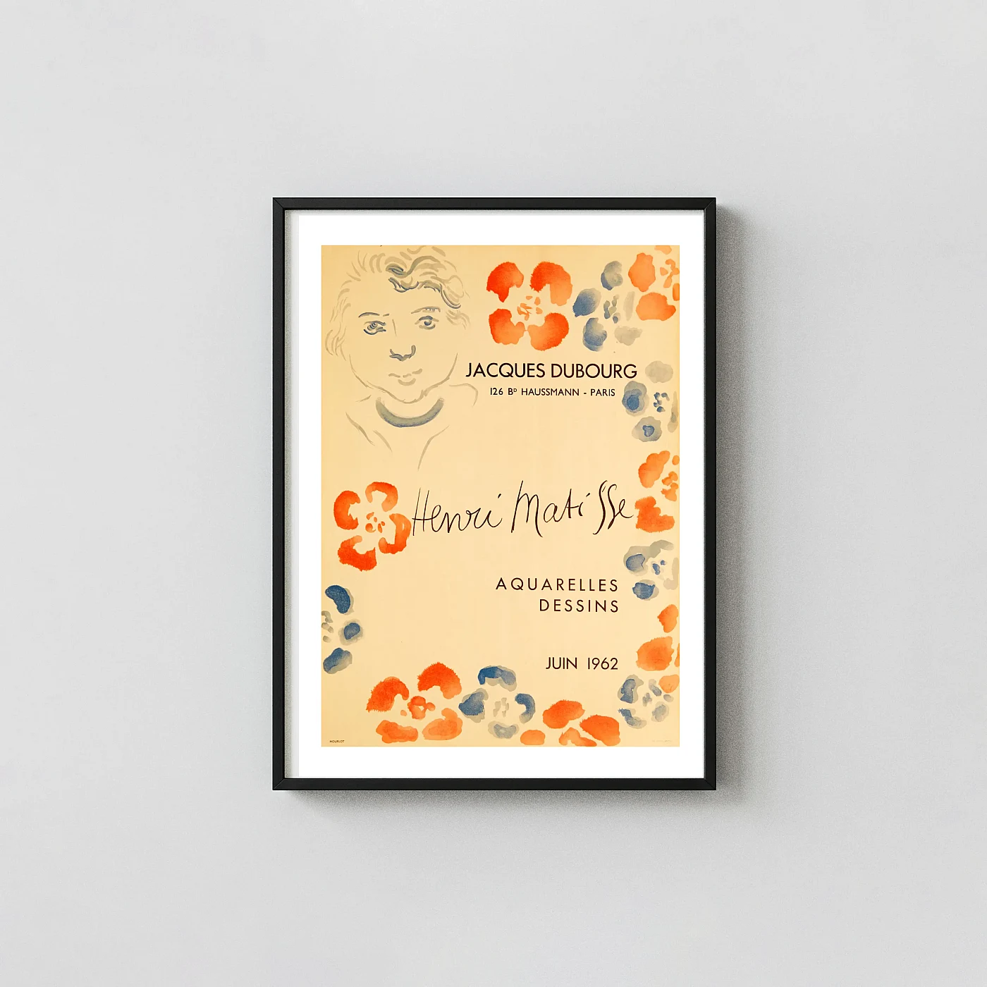 Henri Matisse | Vintage Art Poster | Jacques Dubourg Exhibition Exhibition Artwork xe2x80x93 Portrait Frame Wall Art Mockup | MerchFuse