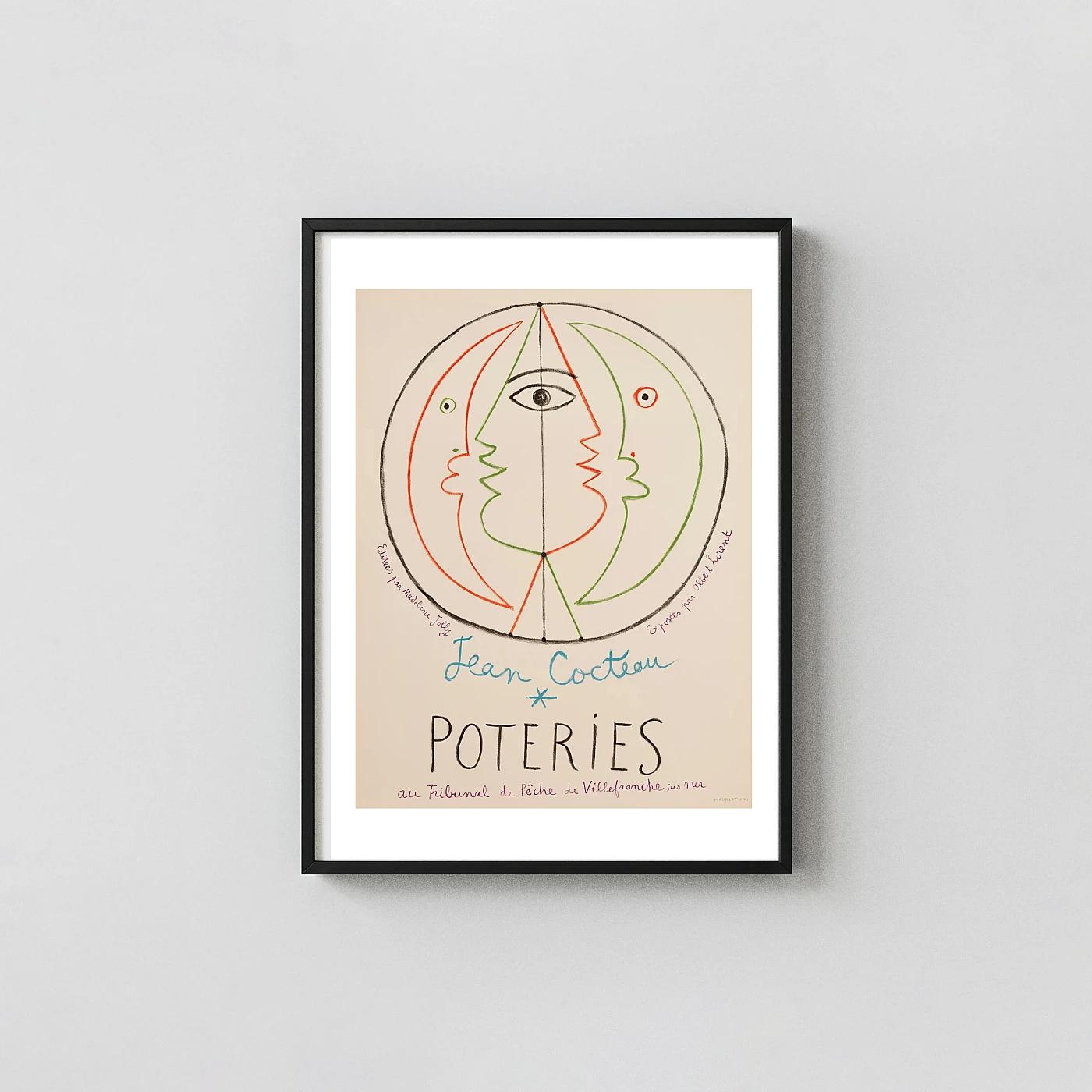 Jean Cocteau Poteries | Vintage Art Poster | 1958 Exhibition Exhibition Artwork xe2x80x93 Portrait Frame Wall Art Mockup | MerchFuse