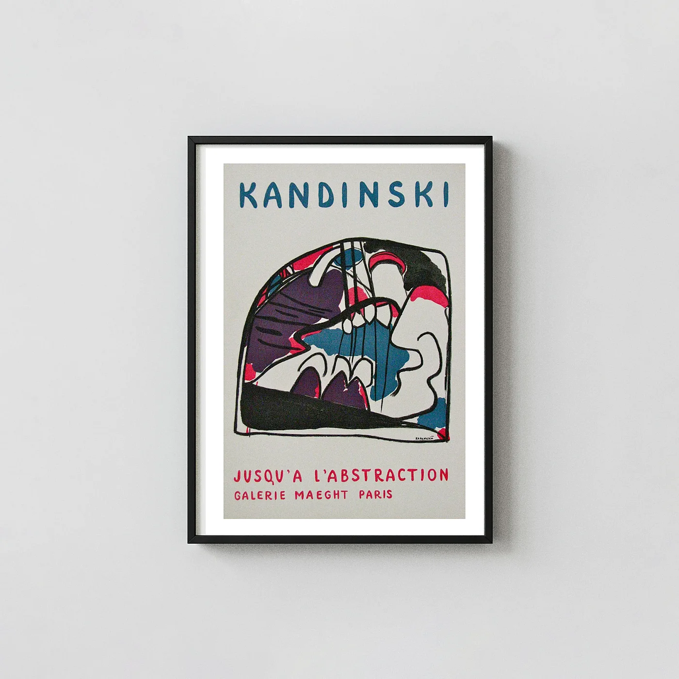 Wassily Kandinsky | Art Exhibition Poster | Jusqu'a L'Abstraction Modern Exhibition Artwork xe2x80x93 Portrait Frame Wall Art Mockup | MerchFuse