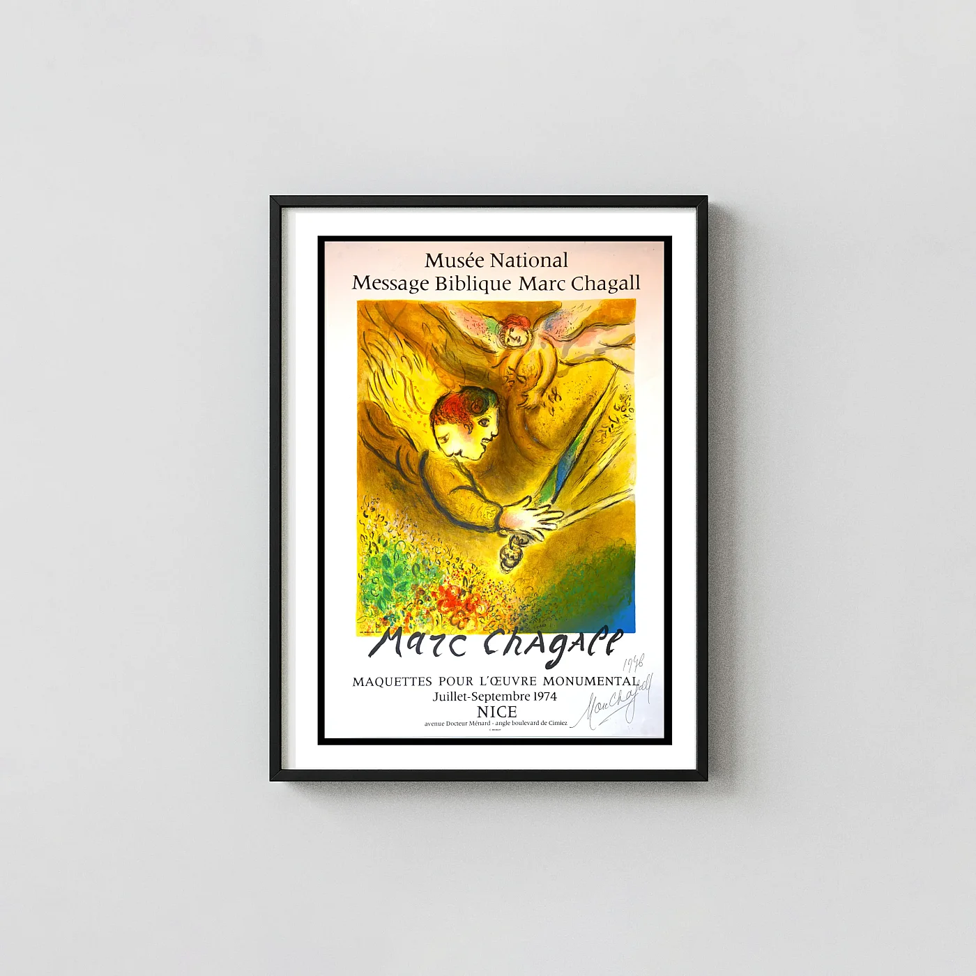Marc Chagall Message Biblique Poster | 1974 Vintage Exhibition Exhibition Artwork xe2x80x93 Portrait Frame Wall Art Mockup | MerchFuse