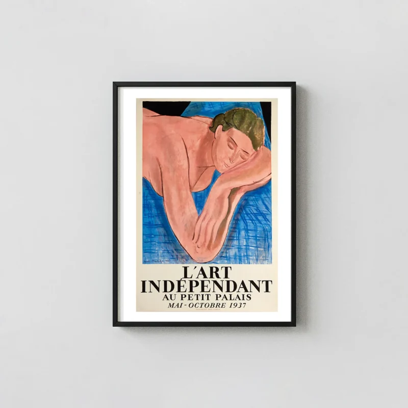 Matisse L'Art Indépendant | Vintage Art Poster | Reclining Nude Exhibition Artwork xe2x80x93 Portrait Frame Wall Art Mockup | MerchFuse