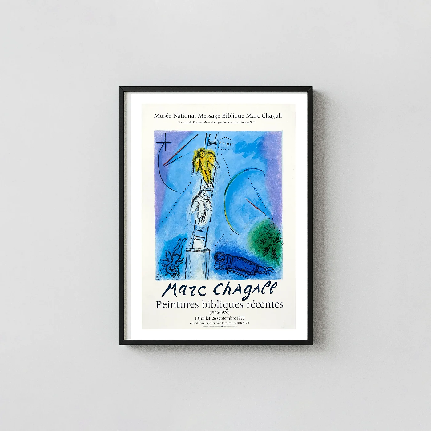 Marc Chagall | Vintage Art Exhibition Poster | Jacob's Ladder Wall Exhibition Artwork xe2x80x93 Portrait Frame Wall Art Mockup | MerchFuse