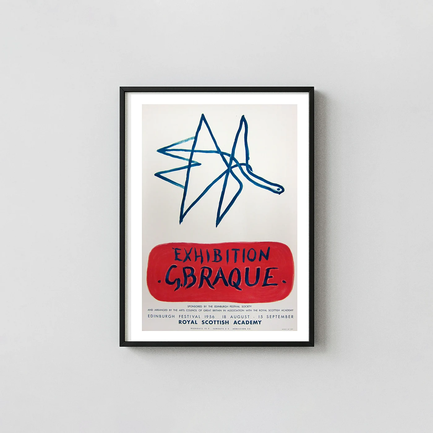 Georges Braque | Art Poster | Loiseau Abstract 1956 Exhibition Exhibition Artwork xe2x80x93 Portrait Frame Wall Art Mockup | MerchFuse