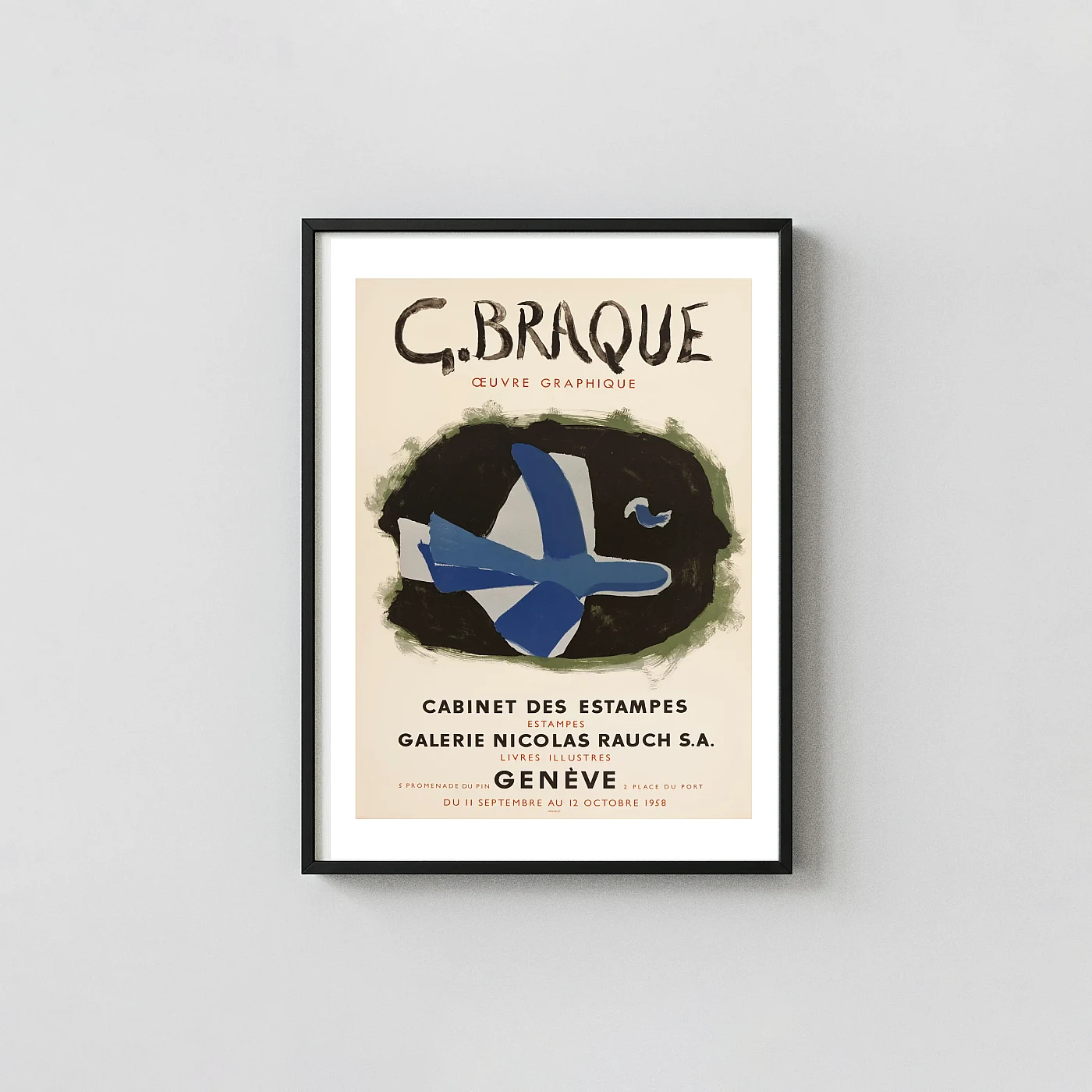 Georges Braque L'Oiseau des forêts | Art Poster | Mid-Century Modern Exhibition Artwork xe2x80x93 Portrait Frame Wall Art Mockup | MerchFuse