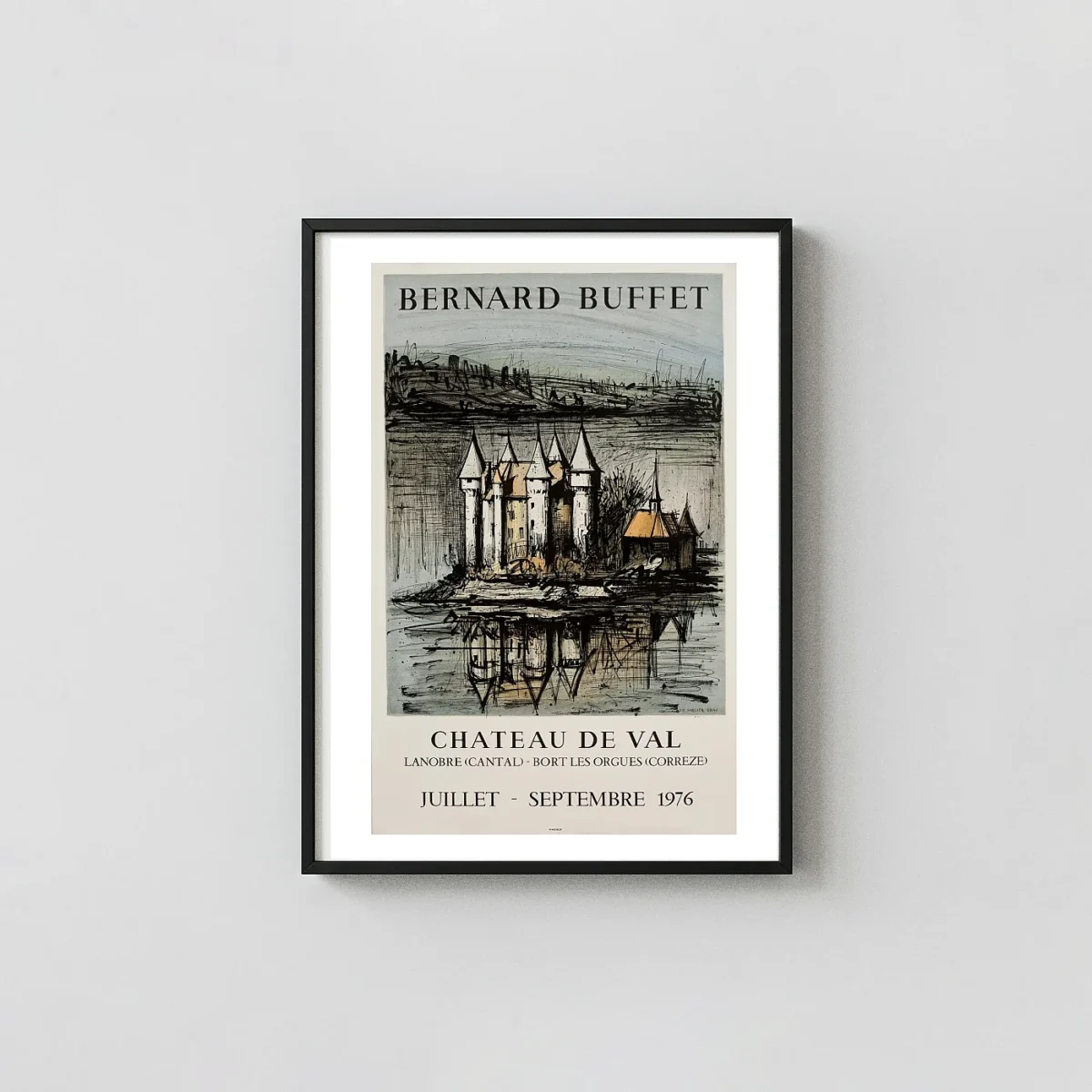 Bernard Buffet Château de Val | Vintage Art Poster | 1976 Lithograph Exhibition Artwork xe2x80x93 Portrait Frame Wall Art Mockup | MerchFuse