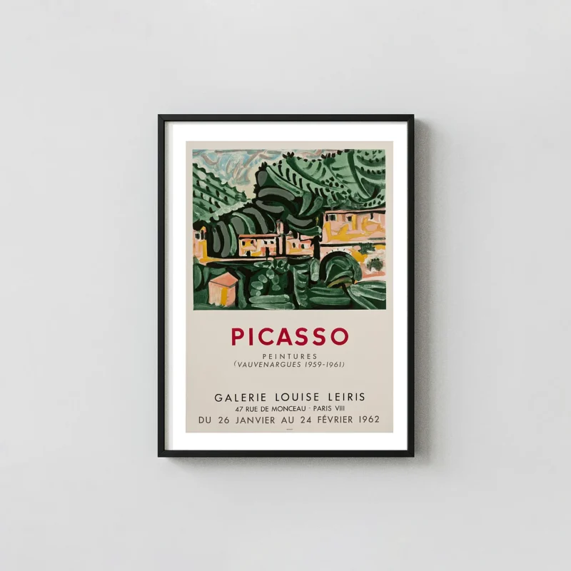 Picasso | Vauvenargues Exhibition Poster 1962 | Modern Art Wall Exhibition Artwork xe2x80x93 Portrait Frame Wall Art Mockup | MerchFuse