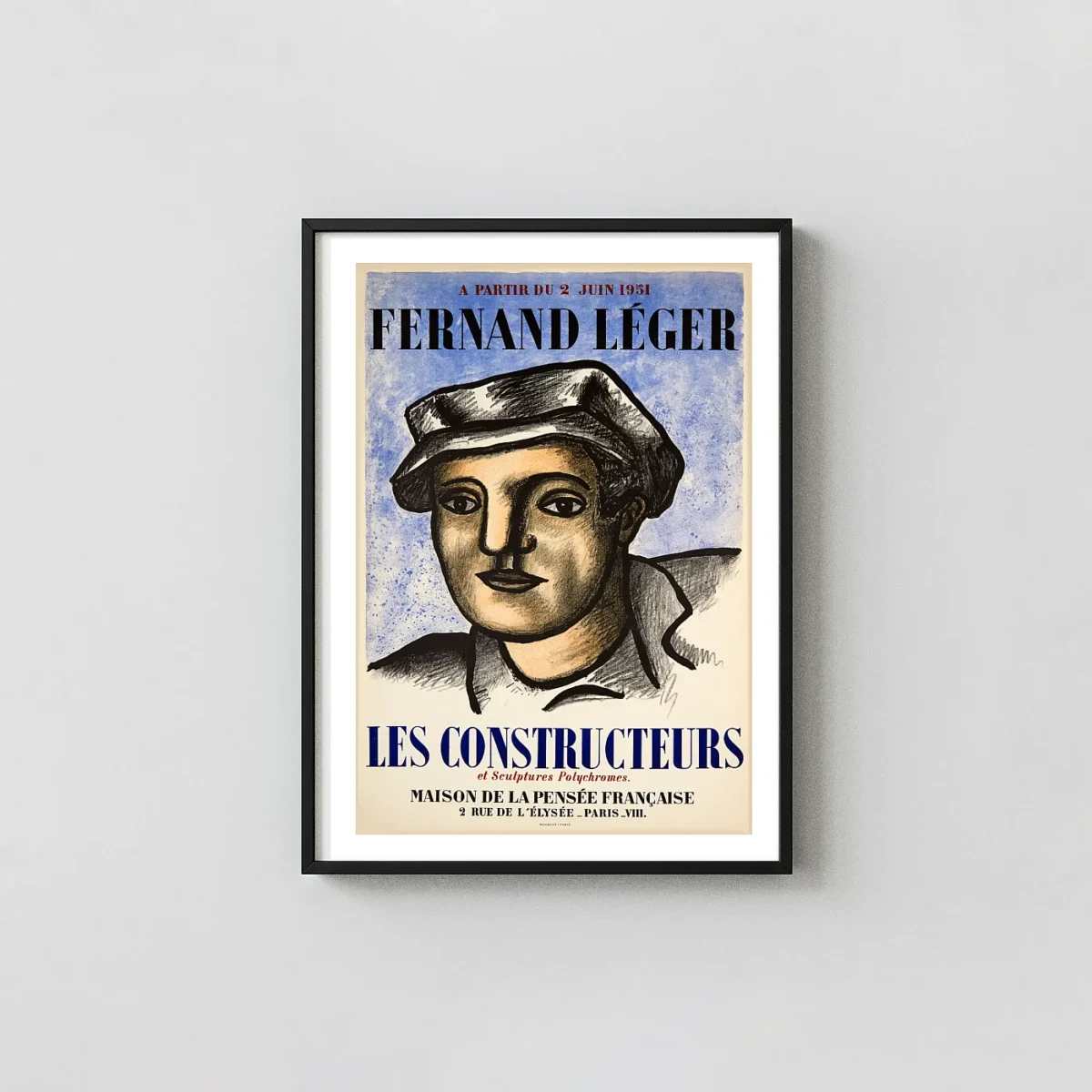 Fernand Léger Les Constructeurs | Exhibition Poster | Vintage Portrait Exhibition Artwork xe2x80x93 Portrait Frame Wall Art Mockup | MerchFuse