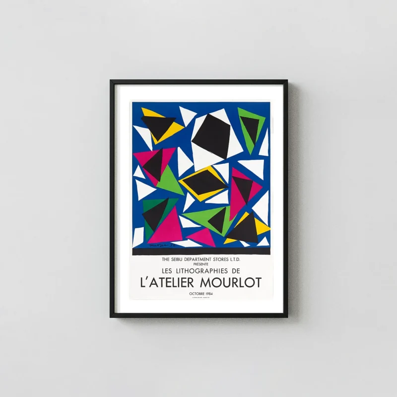 Henri Matisse Mourlot Poster | Abstract Art Print | Vibrant Geometric Shapes Exhibition Artwork xe2x80x93 Portrait Frame Wall Art Mockup | MerchFuse