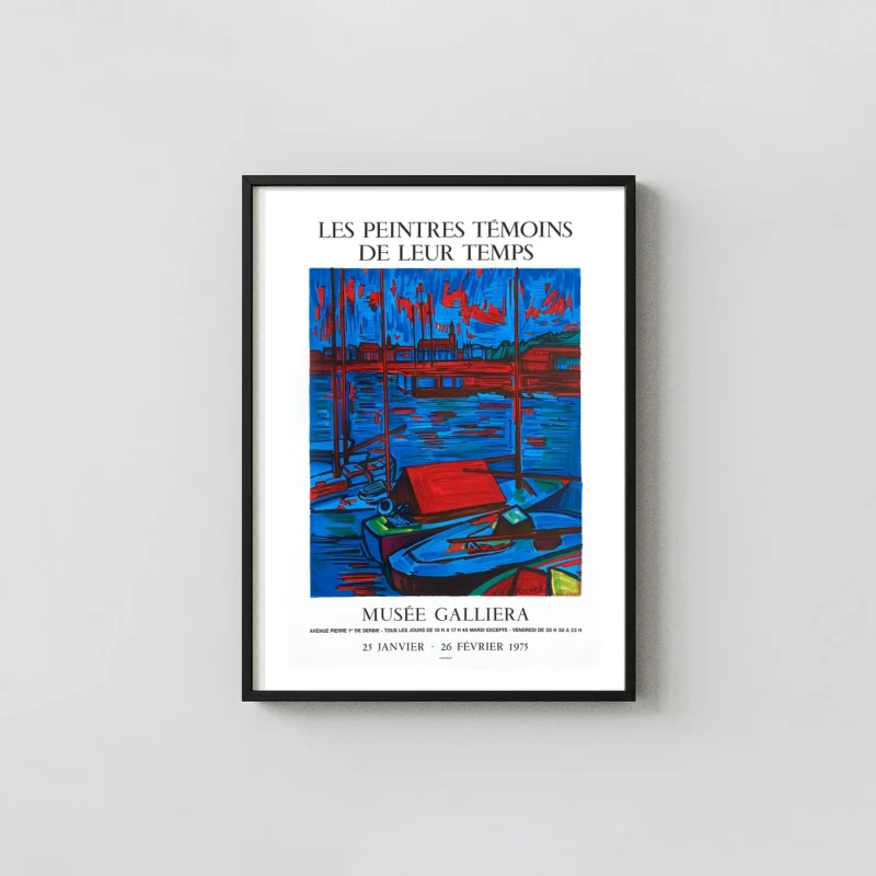 Isis Kischka | Art Exhibition Poster | 1975 Expressionist Harbor Exhibition Artwork xe2x80x93 Portrait Frame Wall Art Mockup | MerchFuse
