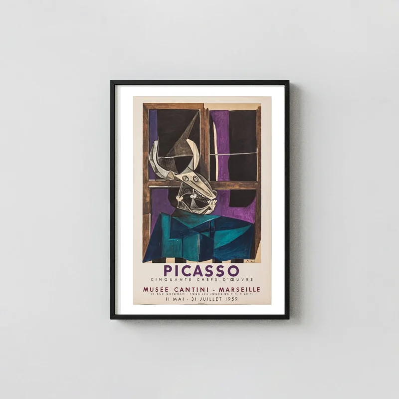 Pablo Picasso | Art Exhibition Poster | Cubist Still Life Bull Skull Print
