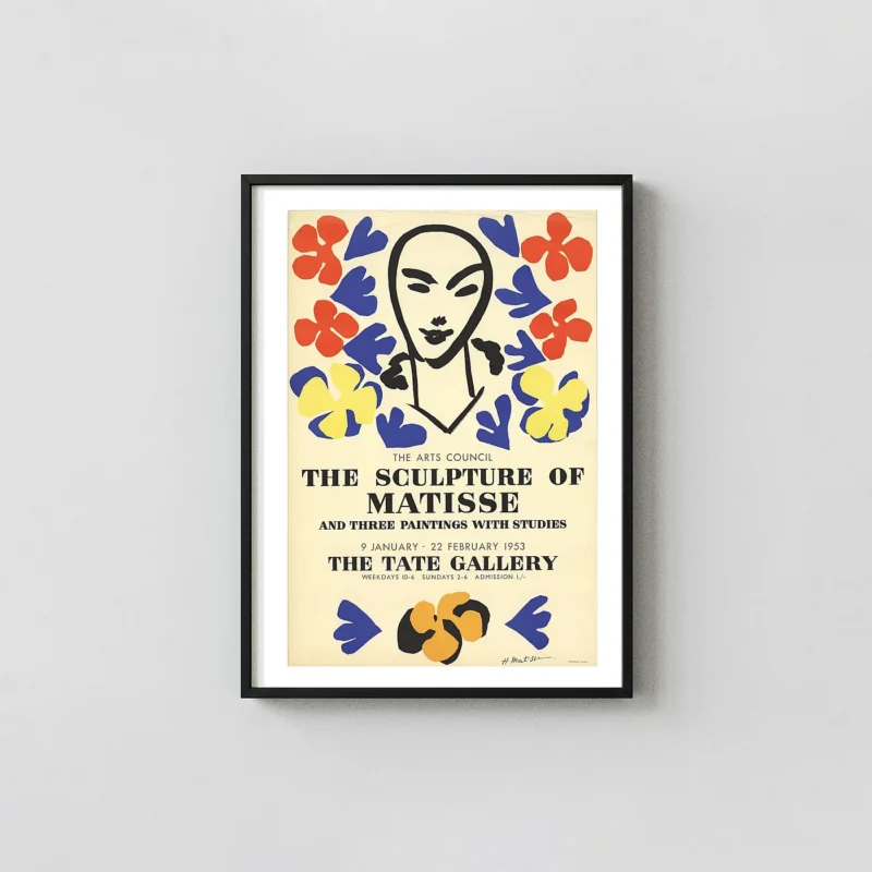 Henri Matisse | The Sculpture of Matisse Exhibition Art Poster | Minimalist Face Exhibition Artwork xe2x80x93 Portrait Frame Wall Art Mockup | MerchFuse
