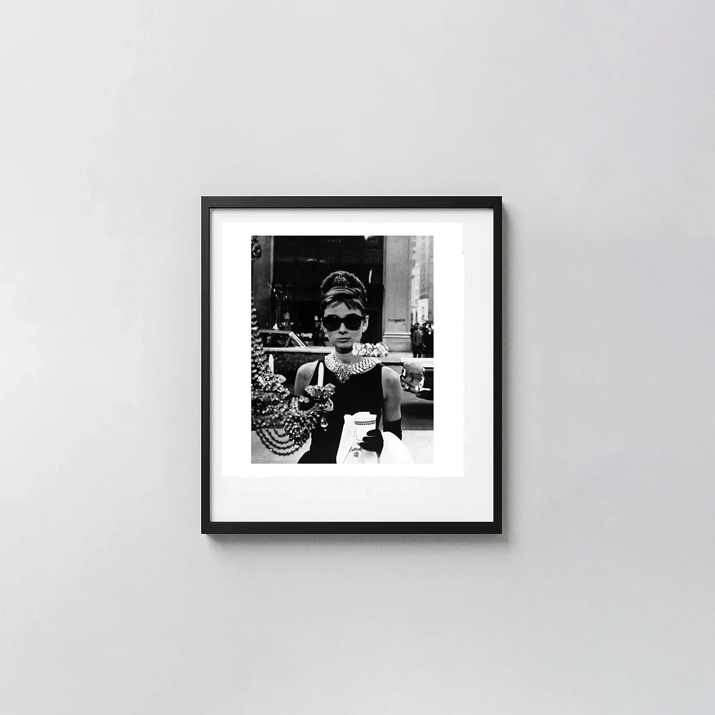 Audrey Hepburn Poster | Breakfast At Tiffany'S (1961) | Wall Art Print Audrey Hepburn Poster | Breakfast At Tiffany'S (1961) | Wall Photography Prints Xe2X80X93 Square Frame Wall Art Mockup | Merchfuse