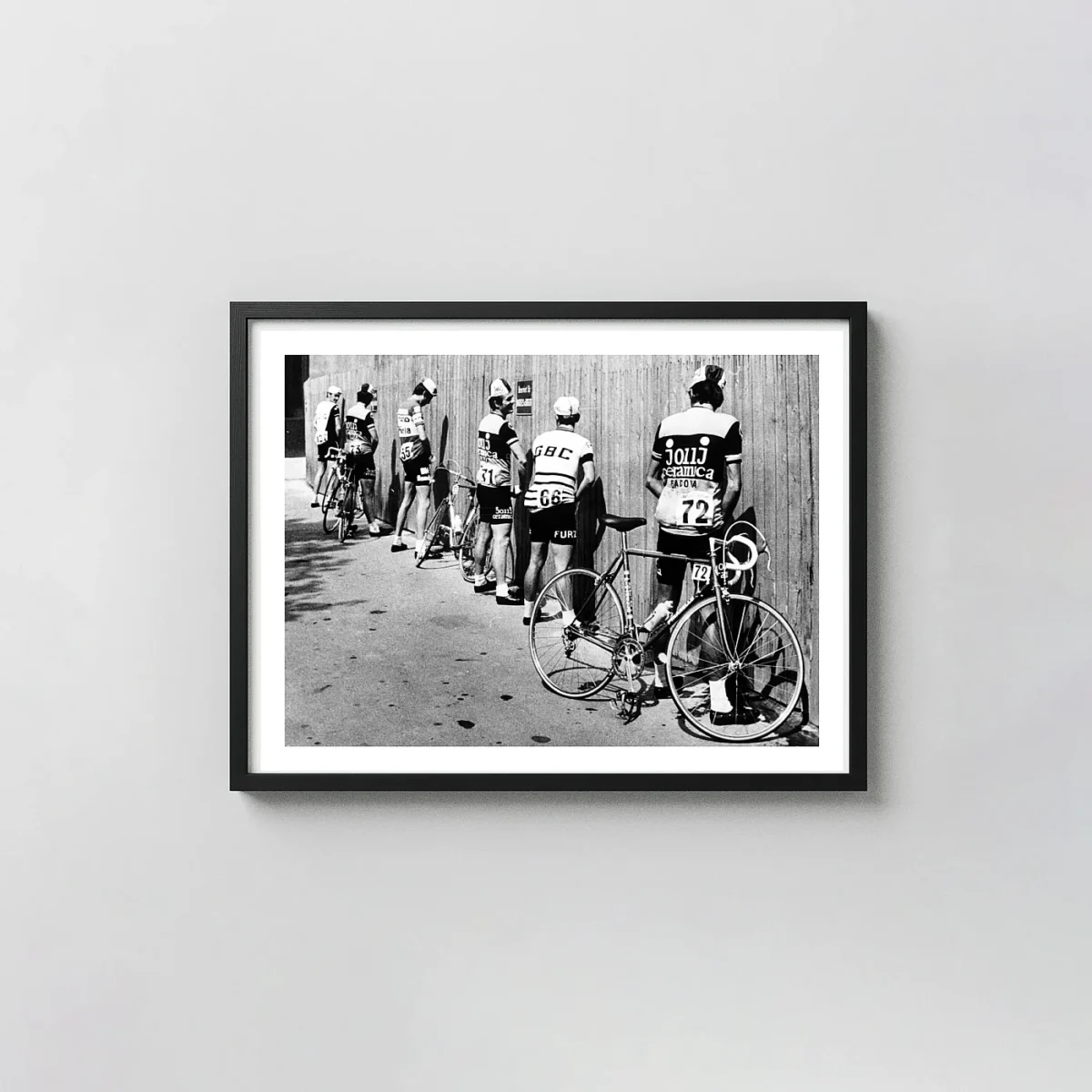 Bicycle Cyclist Print | Vintage Sports Black and White Photography Prints xe2x80x93 Landscape Frame Wall Art Mockup | MerchFuse