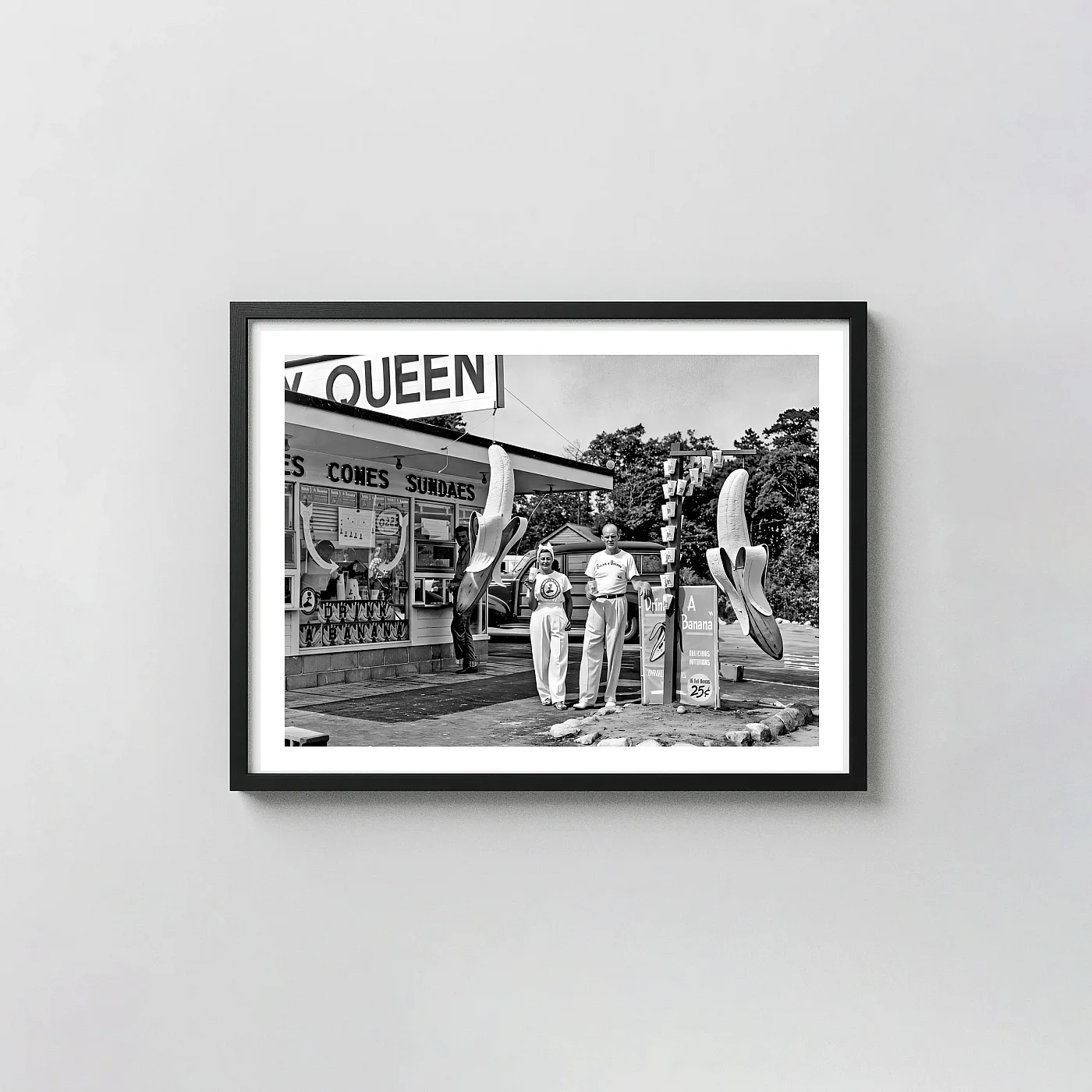 Drink A Banana Print Poster | Vintage Funny Black And White Wall Art Drink A Banana Print Poster | Vintage Funny Black And White Photography Prints Xe2X80X93 Landscape Frame Wall Art Mockup | Merchfuse