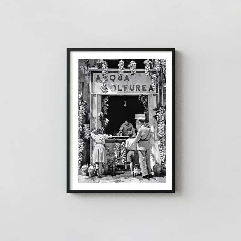 Italian Lemonade Seller Print | Vintage Black and White Photography Wall Art