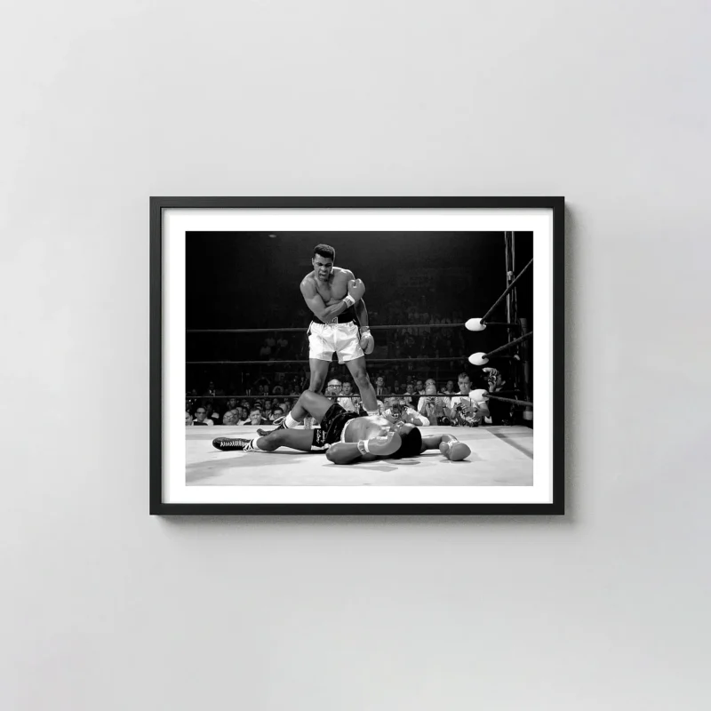 Muhammad Ali Print — Ali vs Sonny Liston Black and White Wall Art