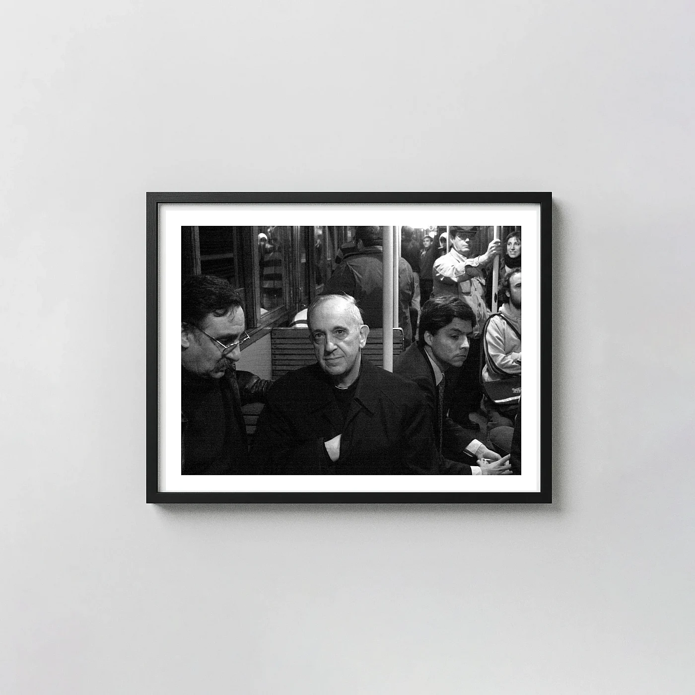 Pope Francis Public Transport 1998 Poster Black and White Catholic photography print - photography wall art print