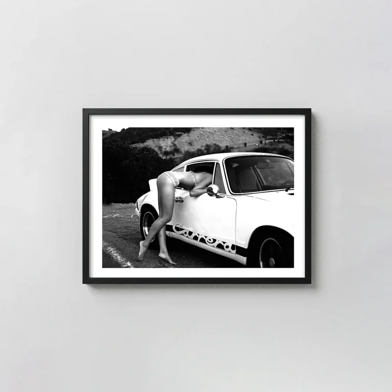 Porsche Carrera Poster | Vintage Porsche Black and White Wall Art