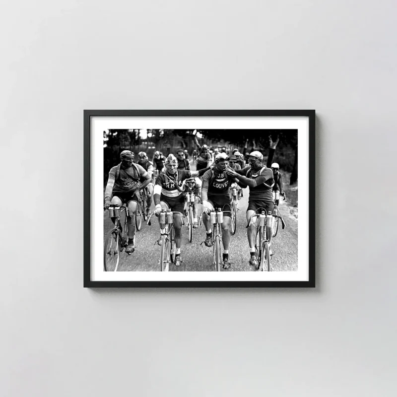 Tour de France Cycling Print | Vintage Cyclist Cigarette Black and White Photography Wall Art
