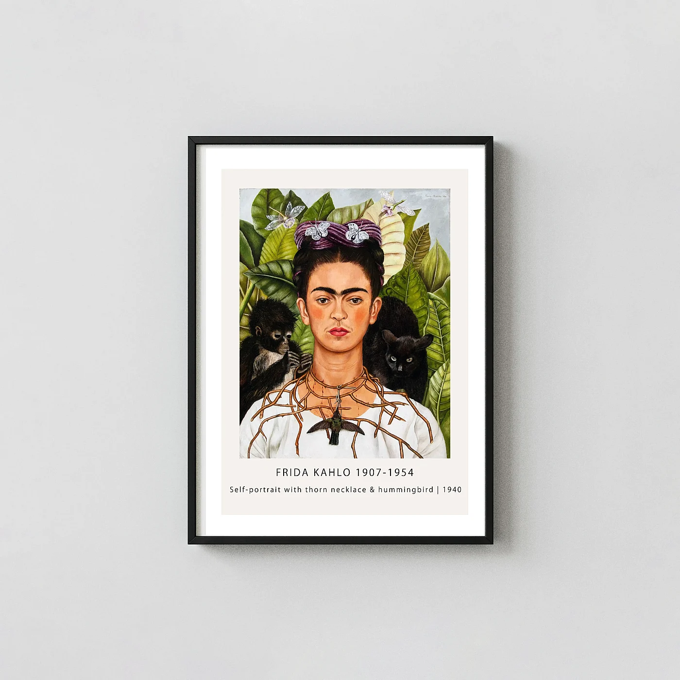 Self Portrait with Thorn Necklace (1940) Frida Kahlo Poster - fine art poster print