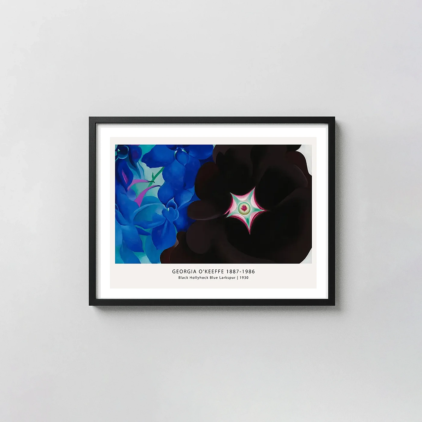 Georgia O'Keeffe art print Black Hollyhock Blue Larkspur 1930 - fine art poster print