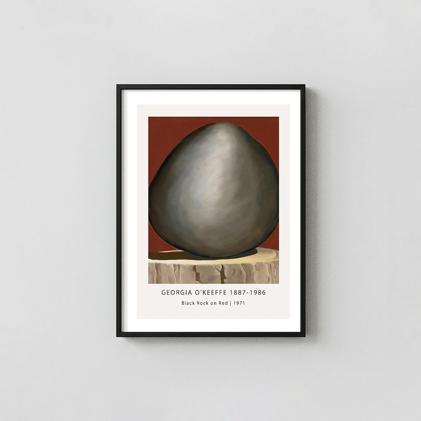 Georgia O'Keeffe art print Black Rock on Red 1971 Modernist - fine art poster print