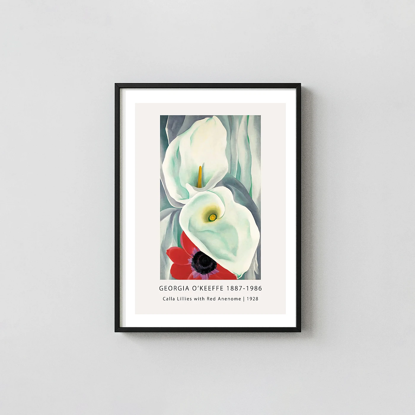 Classic Georgia O'Keeffe art print Calla Lilies with Red Anemone 1928 - fine art poster print