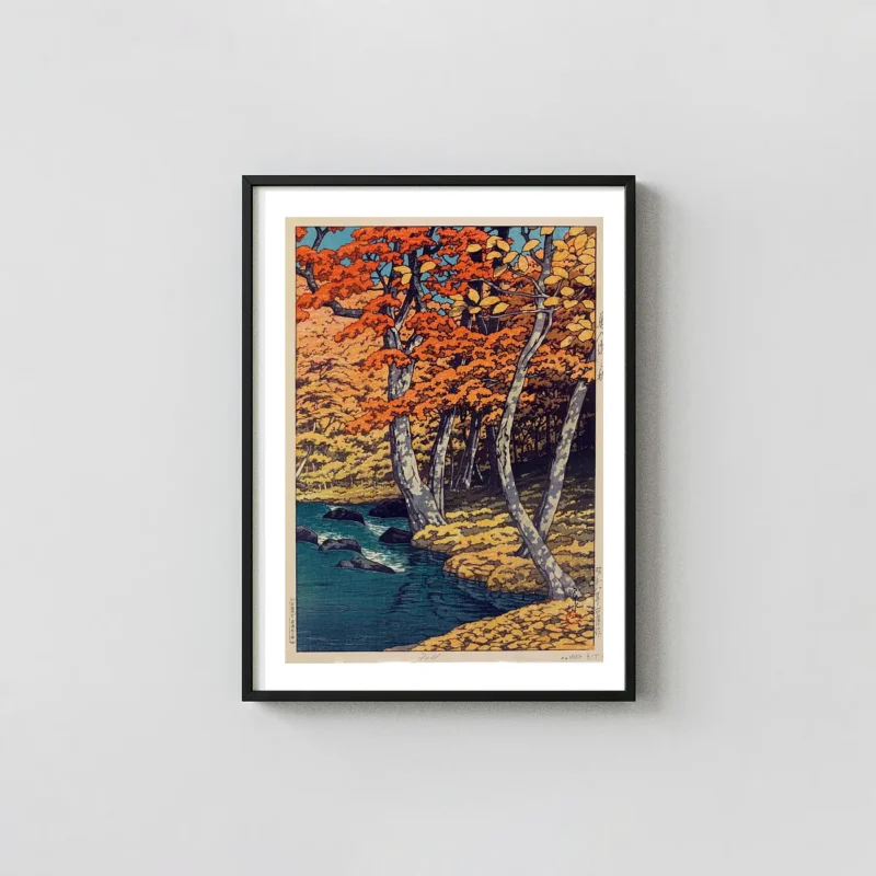 Classic Kawase Hasui Print - Oirase River Autumn Woodblock Wall Art