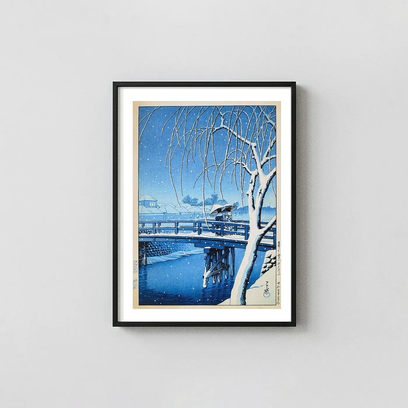 Classic Edo River snow art print - fine art poster print