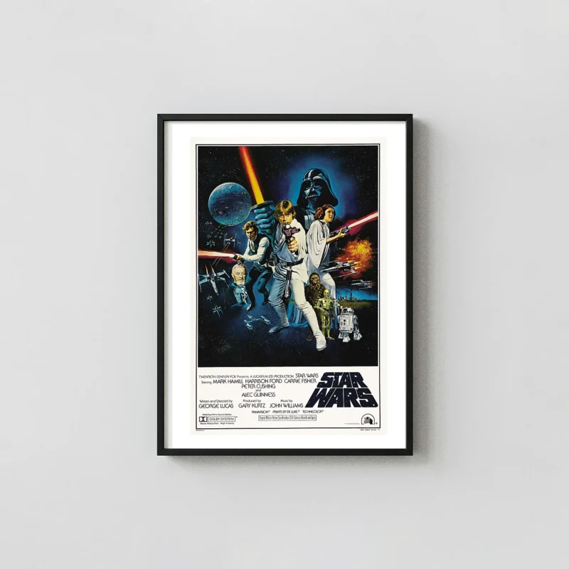 Star Wars: A New Hope Movie Poster – 1977 Classic Poster: Vintage Sci-Fi Wall Movie Posters xe2x80x93 Portrait Frame Wall Art Mockup | MerchFuse