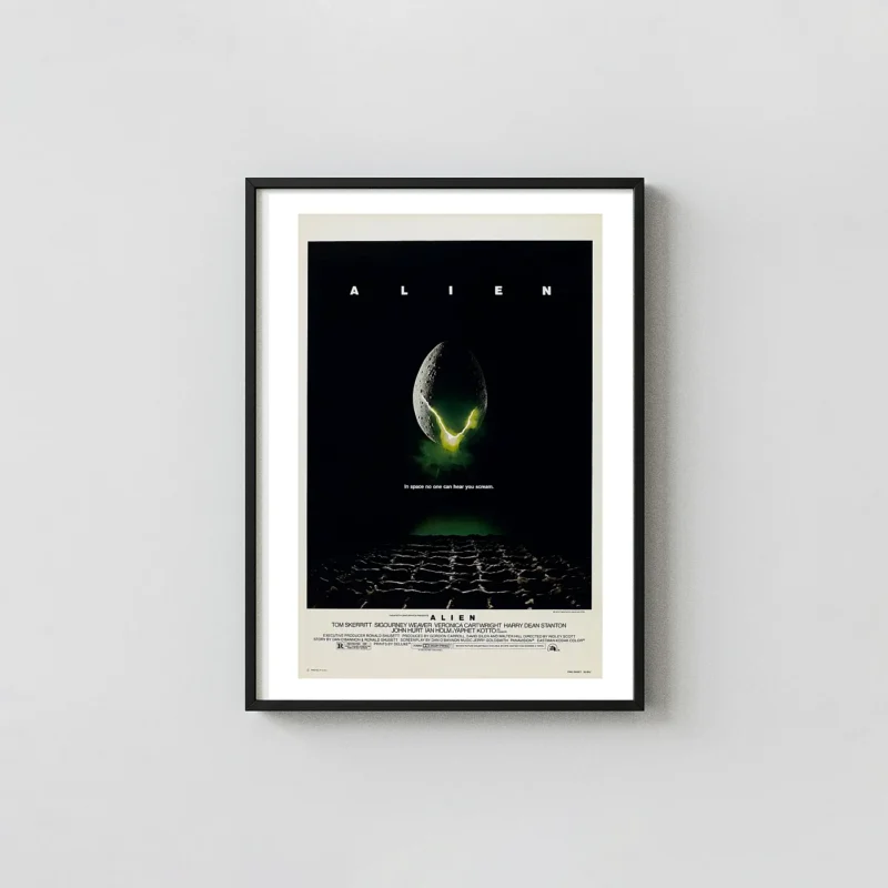Alien (1979) Movie Poster – Original Theatrical Poster: Vintage Sci-Fi Wall Alien Movie Poster xe2x80x93 Portrait Frame Wall Art Mockup | MerchFuse